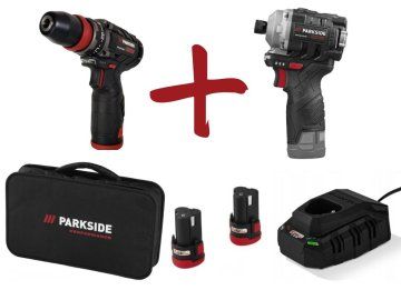 Parkside Performance Startovací sada AKU vrtačka a rázový utahovák PBSPA 12 E4 + PDSSAP 12 55