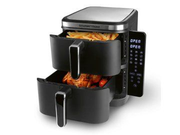 GourmetMaxx Vertikální horkovzdušná fritéza s dvojitou komorou a bočním displejem FryUp 10 l 15305 (1)
